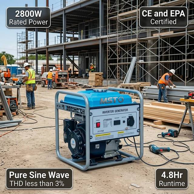 3000W 4-Stroke 50Hz Portable Inverter Generator Pure Sine Wave <3% THD CE&EPA 4.8Hr Runtime Worksite Camping Home Backup OEM