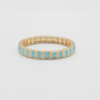 Bracelet manchette empilable en émail avec strass carrés couleur moka, style européen, bijoux de mode pour femmes, vente chaude