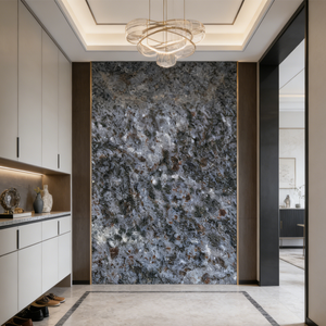 Dalle de granit bleu Bahama poli, pierre naturelle moderne de qualité supérieure, coupée sur mesure, garantie 1 an pour usage extérieur, design graphique - Product Image 4