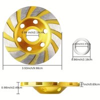 Meule à diamant turbo pour béton de 4 pouces, 12 segments, meule à angle robuste pour meuleuse d'angle