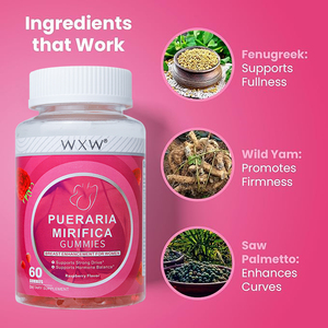 WXW Stock Pueraria Mirifica Gummy Aumento de senos más grande Crecimiento Orgánico Pueraria Mirifica Extracto Gummies - Product Image 3