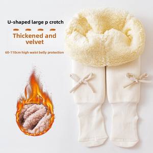 Leggings tricotés d'hiver pour bébé, collants épais doublés polaire absorbant la transpiration, collants chauds pour bébé fille, <span class=keywords><strong>taille</strong></span> haute, protection du ventre, avec nœud - Product Image 6