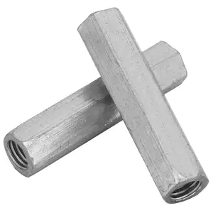 2 pezzi in acciaio zincato zincato M10 * 60 asta di accoppiamento filetto esagonale lungo dado filettato elementi di fissaggio filetto di collegamento inserto in legno dado