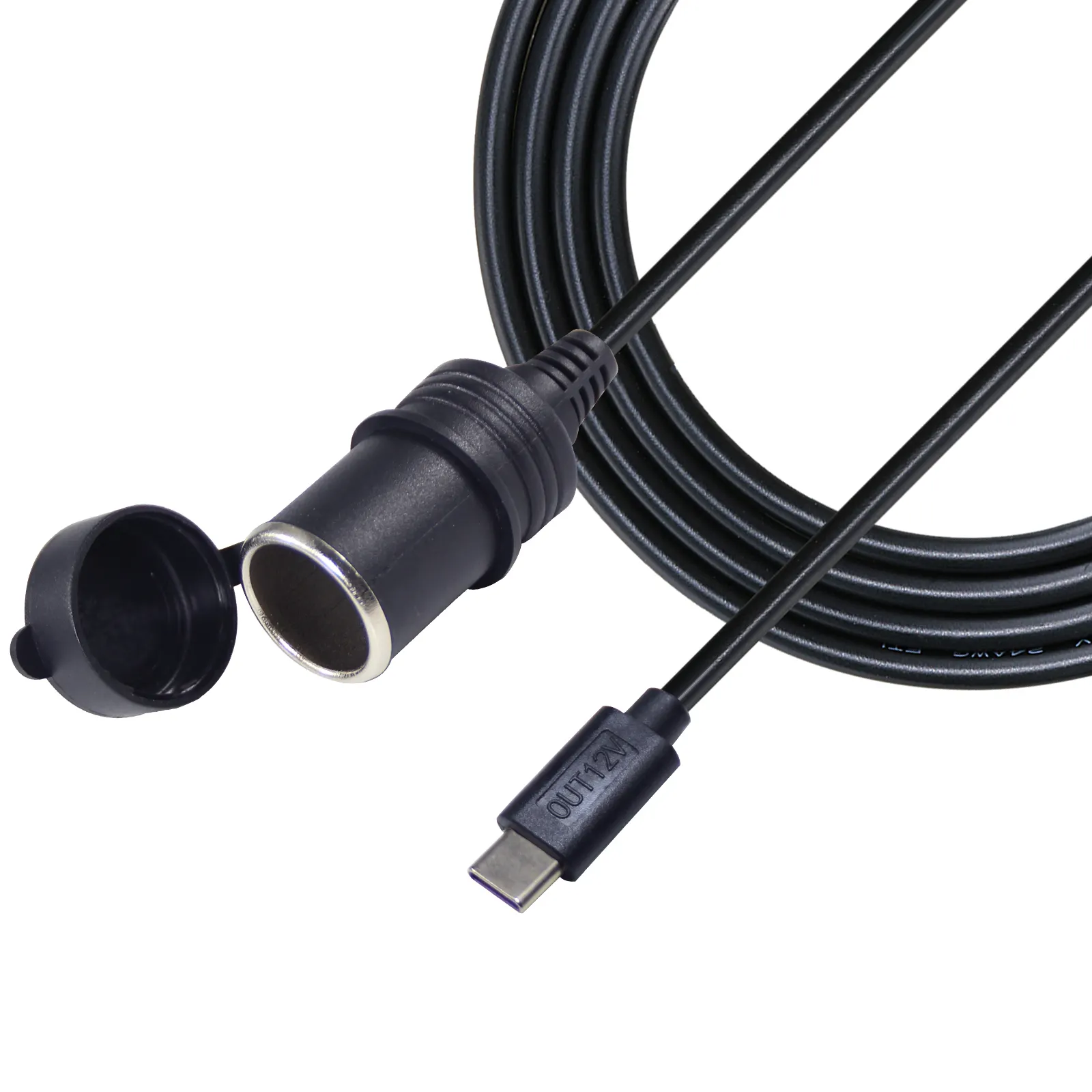 12V3a Car Cigarette Lighter Socket Converter Cable For Vehicle Electrical Device Usb C To 12V Adapter