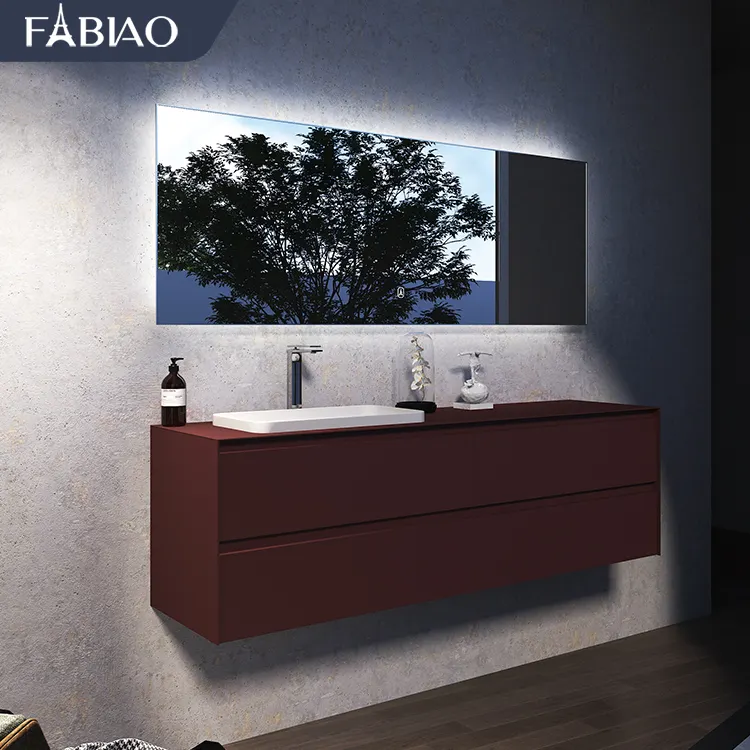 Factory Directly Sell Modern Furniture Mirror White Vanity Plywood Bathroom Cabinet With Washing Basin