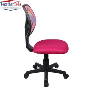 Silla de Estudio Moderna Multifuncional, Giratoria, de Altura Ajustable, Respaldo Bajo y Redondo, de Tela Ligera, Pequeña, Color Rosa, Creativa, Sin Reposabrazos - Product Image 2