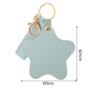 Creative PU Leather <b>Star</b>-shaped <b>Mirror</b> Keychain Pendant New Five-pointed <b>Star</b> Leather Keychain <b>Mirror</b> Portable Cute <b>Mirror</b> - Product Image 4