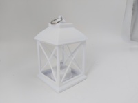 Lanterne LED compacte en plastique blanc, sans flamme, avec lumière vacillante, mini lanterne mignonne pour la maison, les mariages, le Ramadan, la décoration de Noël