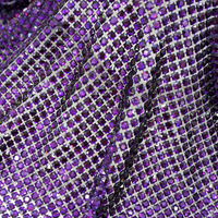 SH008 Haute Couture Cristal Strass Maille Scintillant Violet Carré Diamants Strass Net Tissu