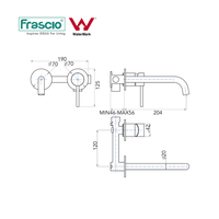 Robinet de lavabo Frascio Watermark moderne de haute qualité en laiton massif, eau chaude et froide, pour salle de bain