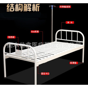Shixin Hospital Bed Flat Manual Single Crank With Iv Stand For Nursing <b>Care</b> - Product Image 5