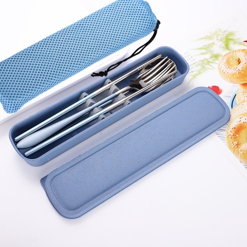 [Three-Piece Set] Silver + Blue + Blue Case Blue Bag