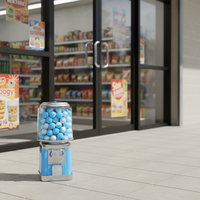 Distributeur automatique de bonbons et de balles rebondissantes bleu mécanique avec système de paiement par pièces et jetons en promotion