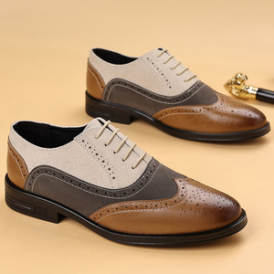 Zapatos de Cuero Brogue con Punta en Pico para Hombre, Tallas Grandes, con Detalles Tallados, Calzado Formal de Negocios, Casual, con Logotipo Personalizado Disponible - Product Image 1