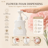 Flacon pompe en mousse en forme d'ours mignon 300ml 500ml en plastique PET, distributeur de savon pour les mains pour enfants, pour le lavage du corps et le bain moussant pour bébé