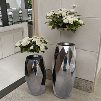 Vas Bunga Stainless Steel Gaya Nordic untuk Dekorasi Rumah, Pot Tanaman Hitam Besar untuk Dalam Ruangan, Pot & Planter Bunga Dekoratif untuk Taman