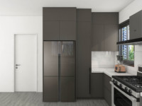 Armoire de cuisine linéaire de style moderne simple et élégant, conception personnalisable pour les maisons modernes