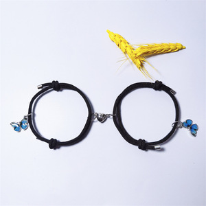 Gelang <span class=keywords><strong>Magnet</strong></span> Pasangan Satu Hati, Gelang Pasangan Kreatif yang Serasi, Gelang Tali Buatan Tangan yang Dapat Disesuaikan dengan Motif Kupu-kupu untuk Sahabat - Product Image 3