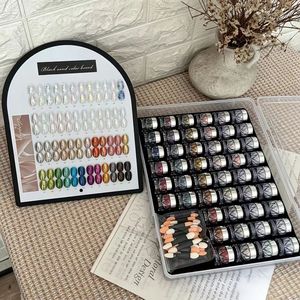 Ensemble de 48 poudres à ongles effet miroir brillant avec nuancier, teintes quatre saisons, vente en gros pour salons de manucure - Product Image 3