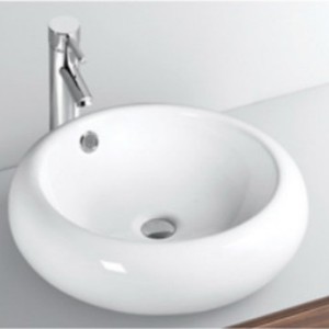 อ่างล้างหน้าเซรามิกทรงกลมสีขาวแบบวางบนเคาน์เตอร์ รูเดียว ขนาด 460x460 มม. - Product Image 3