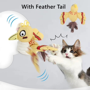 Nouvel Arrivage : Jouet Interactif en Peluche pour Chat, Oiseau Vibrant avec Ailes Battantes et Queue à Plumes, Stimule l'Instinct de Chasse, Jouet de Teaser pour Chat - Product Image 4