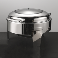 201 Réchaud de luxe en acier inoxydable avec étagère pliante Capacité de 6L Chauffe-plats Buffet Couvercle en verre visuel