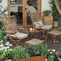 Ensemble de fauteuils inclinables à bascule en rotin moderne, cadre en aluminium résistant aux intempéries, sièges de patio extérieurs pour jardin, balcon