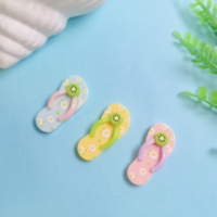 Miniatures de chaussures tongs en résine Kawaii sur le thème de la plage d'été, cabochons à dos plat pour la décoration artisanale DIY
