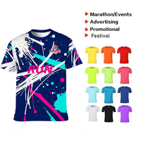 T-shirt de course personnalisé avec impression à l'encre éclaboussée, logo et texte sur mesure, séchage rapide, respirant, pour hommes, entraînement sportif, fabrication OEM ODM