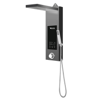 Hanovre DSC vente en gros ensemble de robinets de douche à lumière LED noire salle de bain SPA système de douche de massage cascade panneau de douche pluie villa