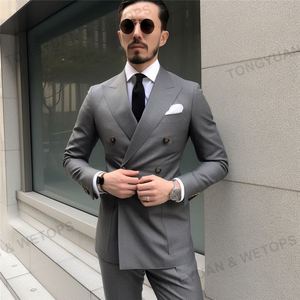 MOQ One Set Ropa de Hombre Azul 3 Piezas Trajes de Hombre Blazer Moda Slim Traje Chaqueta Traje de Un Solo Botón Abrigo Formal Suite para Hombre - Product Image 2