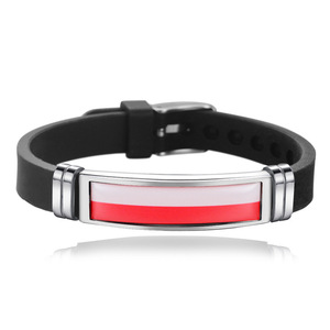 <span class=keywords><strong>Bracelet</strong></span> en silicone personnalisé avec drapeau national polonais, plaque en acier inoxydable, <span class=keywords><strong>bracelet</strong></span> souvenir patriotique européen, cadeau de bijoux - Product Image 1