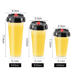 Bicchiere quadrato trasparente in plastica da 600 ml con tappo a cuore rosso, monouso, <span class=keywords><strong>per</strong></span> bevande, tè al latte, succhi, bevande alla frutta, tè alla frutta, <span class=keywords><strong>per</strong></span> chi è sempre in movimento. - Product Image 2