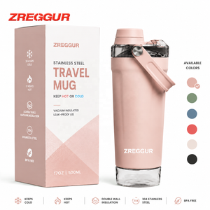 Borraccia Shaker Personalizzata da 500ml in Acciaio Inossidabile, Antigoccia, con Filtro <span class=keywords><strong>e</strong></span> Coperchio Senza BPA, per Palestra <span class=keywords><strong>e</strong></span> Fitness, Vendita all'Ingrosso OEM - Product Image 1