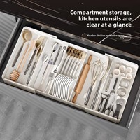 Accueil Couverts de cuisine Vaisselle et baguettes Organisateur de tiroir de bureau extensible en plastique Boîte de rangement