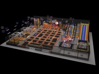 Grand parc de jeux intérieur, équipement de terrain de jeux pour enfants, parc de trampolines commercial pour enfants avec toboggan et murs d'escalade