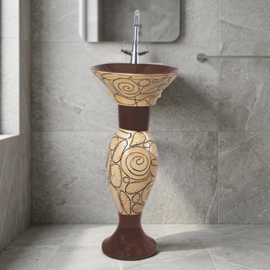 Lavabo de Pedestal Rojo de Diseño Moderno, Ecológico, Resistente al Agua, con Forma de Delfín, para Uso en Hospitales y Dormitorios - Product Image 1