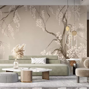 Murale murale en papier peint grand format avec motif <span class=keywords><strong>de</strong></span> cerisier blanc délicat pour la décoration du salon et <span class=keywords><strong>de</strong></span> la chambre à coucher - Product Image 1