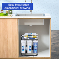 Système de purification d'eau par osmose inverse RO 75-100 GPD à 6 étapes avec réservoir sous pression et filtre ou purificateur d'eau potable pour usage domestique