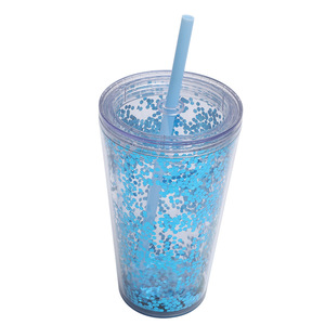 2026 Luxury Sequin Glitter Straw <b>Cup</b> Wholesale Custom Logo Double Wall <b>Reusable</b> Plastic Tumbler Sparkling Sequin Water Bottle - Product Image 6