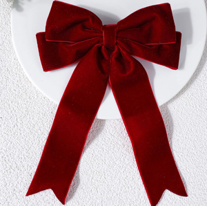 批发新款红色天鹅绒长蝴蝶结发夹长蝴蝶结珍珠韩国风格女式发饰 - Product Image 6