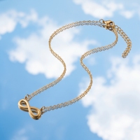 Collier pendentif infini délicat QIAOREN, plaqué or 18 carats, chaîne en acier inoxydable, résistant au ternissement, réglable, unisexe
