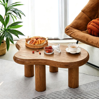 Table basse en bois massif de style nordique en forme de nuage, design irrégulier, ensemble de 2 petites tables à thé pour la décoration de la maison