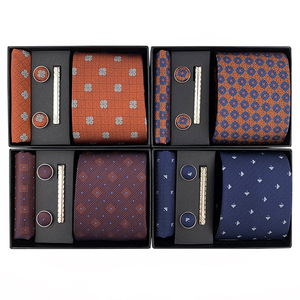 Corbata para hombre Corbata Caja de regalo Conjunto de gemelos cuadrados de bolsillo y corbata Bar Conjunto de lujo Paisley Corbatas Boda para hombres de negocios - Product Image 1
