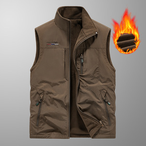 Autumn and Winter Thickened <strong>Velvet</strong> <strong>Men's</strong> Outdoor Sports Vest Quick-drying Multi-pocket Reversible Warm <strong>Waistcoat</strong> - Product Image 1