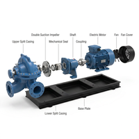 Pompe industrielle à double aspiration à corps divisé robuste 55-110 kW, haute efficacité, pour alimentation en eau municipale, hauteur de refoulement 95 m