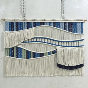 Decorazione <span class=keywords><strong>da</strong></span> Parete in Macramè con Frange Ondulate e Accenti in Legno Naturale, Produzione OEM/ODM per Interni Domestici - Product Image 2