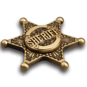 Birthday Gift For ADHD ADD Relief And Autism Anti-Anxiety Fidget Spinner Hexagonal Neptune Sheriff's Badge We