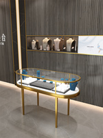 Vitrine de Musée de Bijoux Anciens, Meuble de Présentation pour Artisanat en Pierre de Jade, Finition Dorée, Rangement Portable, Design Coulissant Multifonctionnel - Sur Mesure