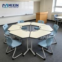 Meubles scolaires très demandés au Moyen-Orient, tables et chaises, ensemble de bureaux et de chaises pour salle de classe, bureau et chaise hexagonaux pour étudiants